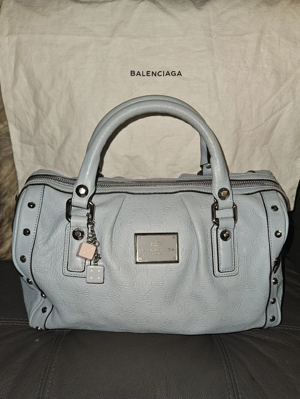 Balenciaga BB Vintage Monogram Leather Satchel